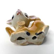 Vintage MCM Ceramic Kitsch Anthropomorphic DEER Fawn Figurine w/ Big Eyes JAPAN | eBay