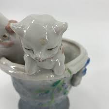 L&M L M Ceramic Cats in Blue Urn Vintage Kittens 1950s Figurine | eBay