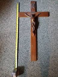 Vintage Crucifix Copper /Bronze And Wood Cross / Catholic ...