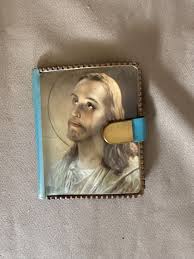 Vintage Religious Wallet: Jesus Portrait, Blue & Gold Bifold ...