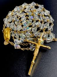 Vintage Catholic Iridescent Teardrop Glass Rosary, Gold Tone Crucifix | eBay