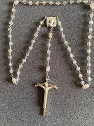 Large Creed Rosary - Sterling Silver and Aurora Borealis Crystal Beads - 75g! | eBay