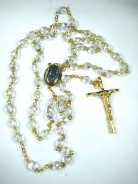 22" Crystal Beads & Gold Tone Metal Rosary-Abstract Design Oval Medallion-ITALY | eBay Australia