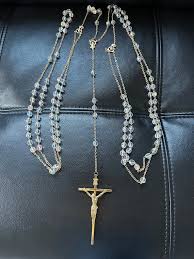 Vintage Jewelry Brooch Beautiful Iridescent Crystal 52” Marriage Rosary Necklace - Etsy Canada