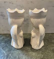 ANGEL CANDLE Holders…sundry Mold…set of 2…glazed Ceramic ...