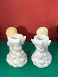 Candle Holders Kneeling Praying Angel Figurines Hand Painted ...