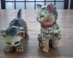 Vintage Japan Pair of Striped Tabby Cat Ceramic Figurines ...