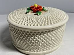 Vintage Floral Capodimonte Style White Ceramic Floral Candy ...