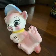 Vintage | Art | Vintage Ceramic Cat Figurine Pink And Blue ...