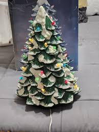 Vtg. Porcelain Lighted Christmas Tree Trim A Home 17" Tall W All Orig. Lights | eBay