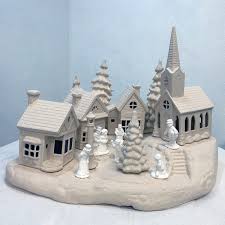 For Painting: Christmas Village Made of Ceramic – Winter ...