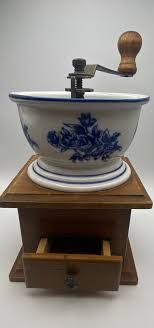 Vintage Blue and White Ceramic Bowl Coffee Grinder - Etsy