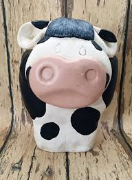 Vintage Pottery Cow Figurine - Coin Bank, Country Decor ...