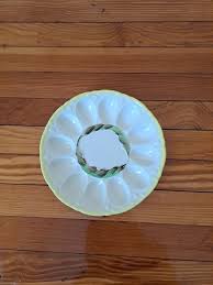 Vintage Deviled Egg Plate Yellow MCM Atomic 6 Egg Platter 9 ...