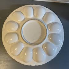 Chicken laying eggs pictured on deviled egg plate vintage ...