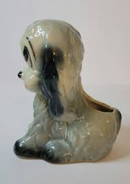 5" Vintage Mcm 1960s Grey Ceramic Dog with Big Eyes Planter | eBay