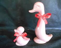 VTG Large Ceramic Duck Figurines W. Red & White Checkered Bows•grandmacore•cottagecore•farmhouse - Etsy