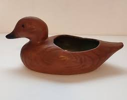 USA California Ceramic Painted 11 inch Brown and Black and Green Duck Planter | eBay