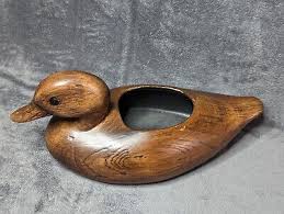 Vintage Ceramic Duck Planter Wood Grain 13" L Dayton's | eBay
