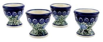 Polish Pottery Egg Cup Set of 4 – Handmade Stoneware by ...