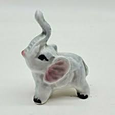 Porcelain Elephant With Trunk Up Mini 1 1/2" Tall Good Luck | eBay