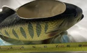 VTG Ceramic Fish Pot Plant Yellow Perch Painted Glazed Flower Pottery Porcelain | eBay