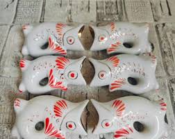 Soviet Porcelain Fish Drinking Set, Vodka Drinking Set, White With Red Fish Decanter With Cups, Soviet Fish - Etsy