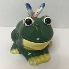 Hand Painted Ceramic Green Frog With Butterfly Cotton Ball Holder Allure 1998 - Etsy