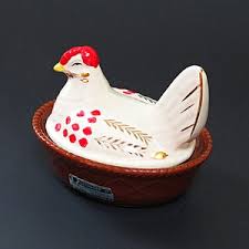 Vintage Hen on Nest, Ceramic Chicken, Brown Base, Hand Painted White Lid, Trinket Dish, Farmhouse Kitchen, French Kitchen, Kitchen Decor - Etsy