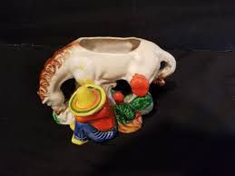 vintage ceramic planter figurine of horse and sleeping man ...