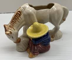 Vintage Ceramic Mexican Figure With Horse Planter Japan | eBay