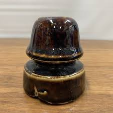 Vintage Brown ceramic insulator Unique Swirl Glaze ...