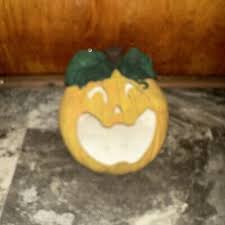 Vintage Halloween Jack-O-Lantern Ceramic Candle Holder Orange Pumpkin Large JOL | eBay Australia
