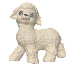 Kitsch Lamb Sheep Figurine Vintage Style Large 6” Cute Nursery Decor | eBay