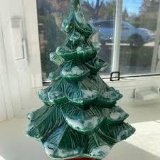 Vintage Gare Inc 1974 Ceramic Christmas Tree on a Little Red Stand, Unlit - Etsy