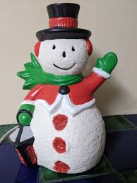 Vintage Hand painted Ceramic Lighted Frosty Snowman ...