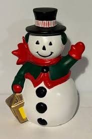 Vintage Ceramic Christmas Snowman With Lantern Hand Painted ...
