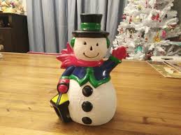 9in Snowman / Frosty Lantern Bisque Ceramic Light up Figure ...