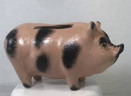 Vintage Paper Mache Realistic Grumpy Pig Piggy Bank Pink & Black 3”x5” | eBay