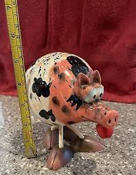 SEYKO HANDELSKONTORV LARGE BOBBLEHEAD COMICAL PIG WITH APPLE IN MOUTH CERAMIC. | eBay