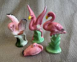 1960s Bone China Pink Flamingos Family, Set of 4, MINT ...
