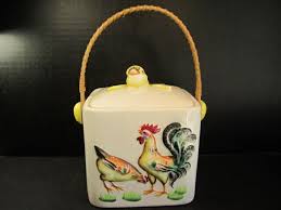 VTG Made In Japan Hand Painted Ceramic Chickens Decorated Biscuit Jar | eBay