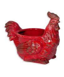 Red Rooster Ceramic Planter