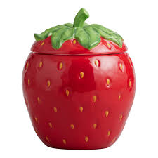 Red Ceramic Strawberry Hand Painted Figural Cookie Jar ...