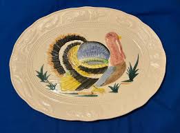 Ceramic Embossed Thanksgiving Turkey Platter 16"x12" Painted Made In Japan EUC | eBay