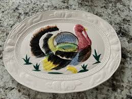 Vintage Oval Hand-painted Colorful Turkey Platter With Embossed Fruits and Vegetables, Thanksgiving Platter, Made in Japan - Etsy