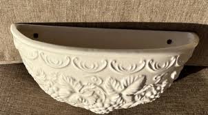 Vintage Lugenes White Pottery Wall Pocket Planter Grapes ...