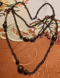Necklace Bronze Chains and Beads Vintage Looks Like 3 Chains ...