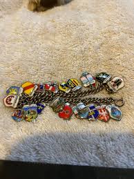 Vintage .800 Silver Charm Bracelet 800REM Enamel 20 Charms | eBay