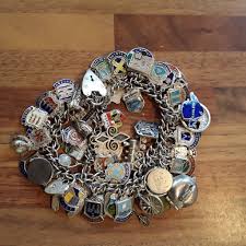 Beautiful Antique Sterling Silver Charm Bracelets With Rare Charms and British European Travel Sheilds - Etsy